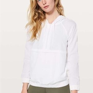 LULULEMON | pack light half zip pullover jacket with hood, packable, white, sz 4